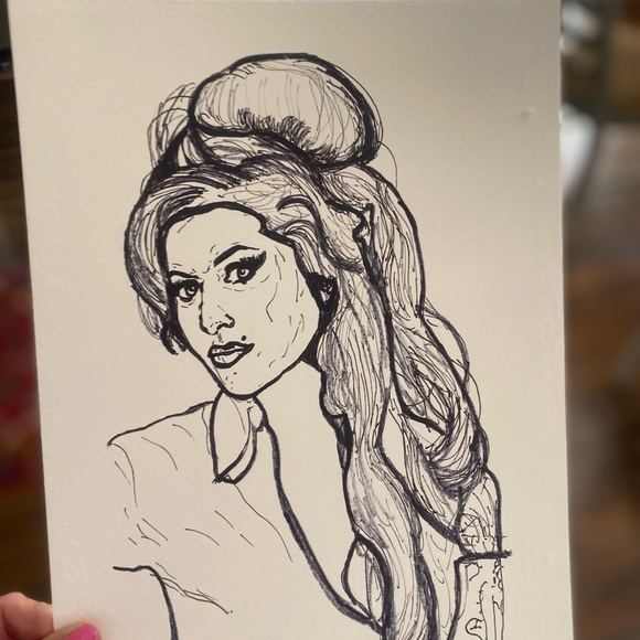 Amy winehouse black ink sketch print 8.5x11 in signed and numbered - Picture 4 of 6